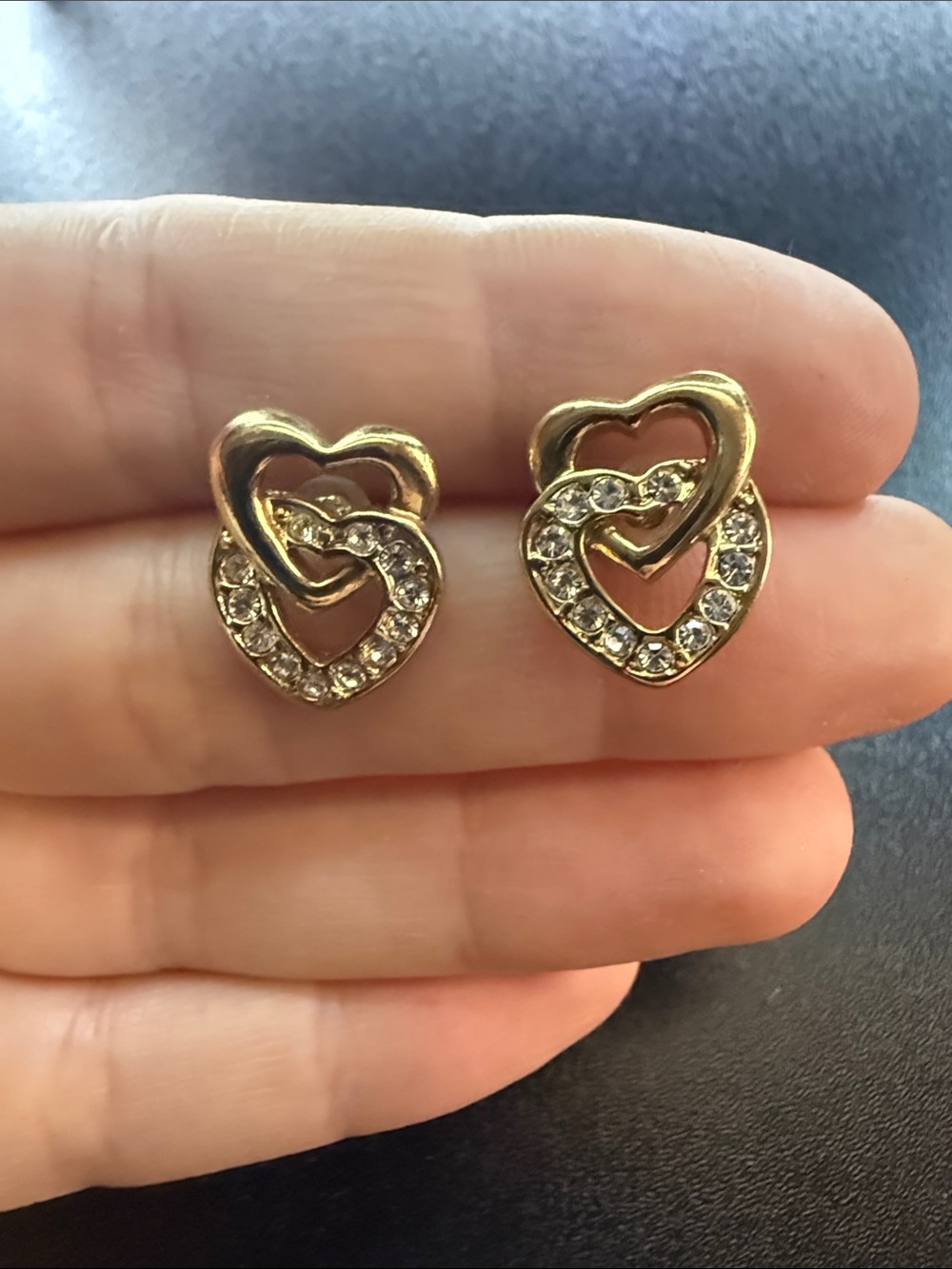Double Heart Stud Earrings